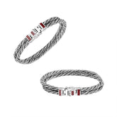 Sterling Silver 5MM Handcrafted Bali Bracelet with Red Coral and Box Clasp